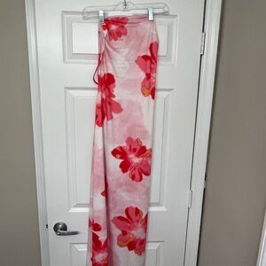 SHEIN Pink and Red Floral Maxi Dress